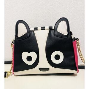 Betsey Johnson Spot Dog Frenchie/Pug Ears Crossbody Medium Size Purse/New